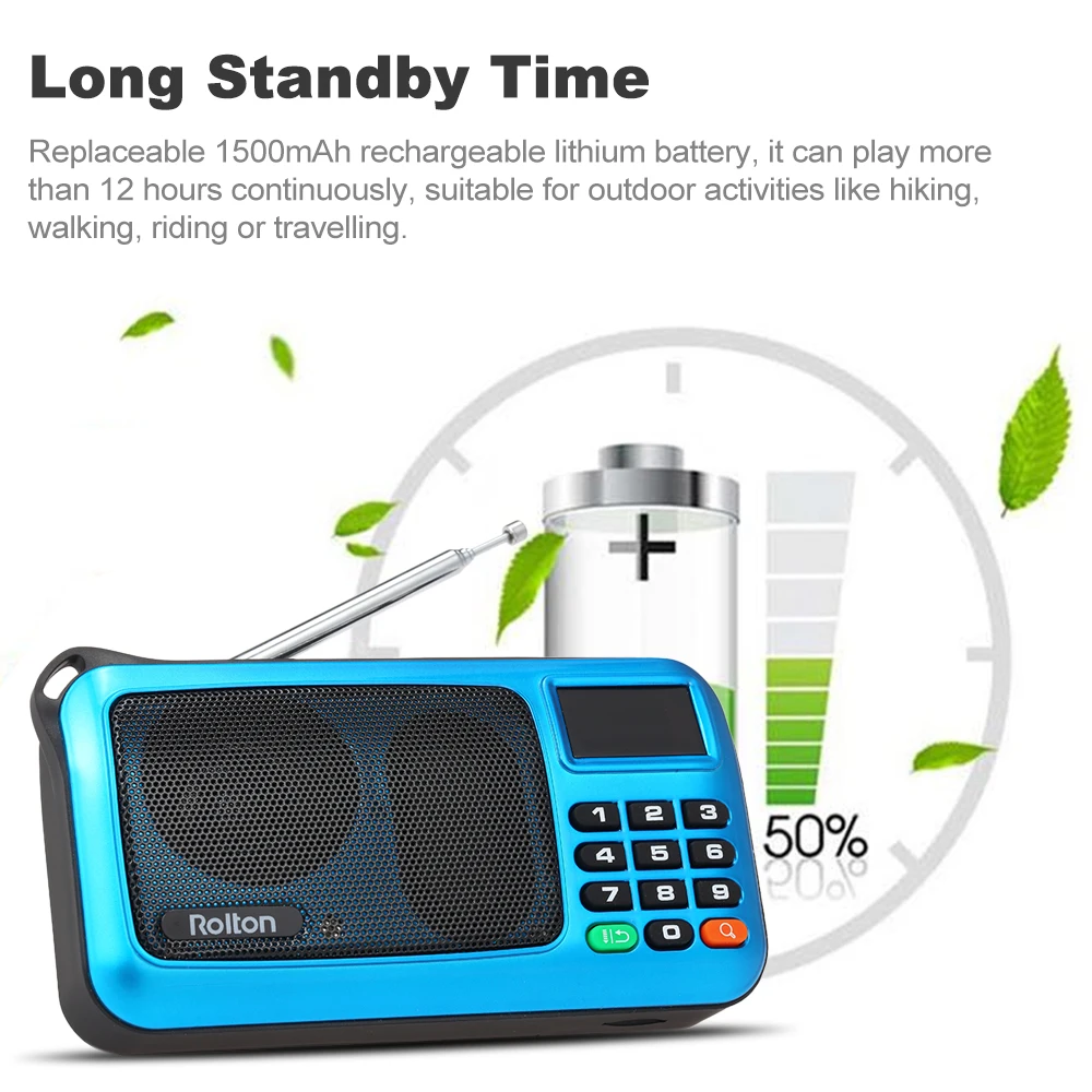 Rolton W405 портативный мини FM радио PC динамик музыкальный плеер USB TF карта со светодиодный дисплей Hi-Fi стерео приемник Цифровой FM радио