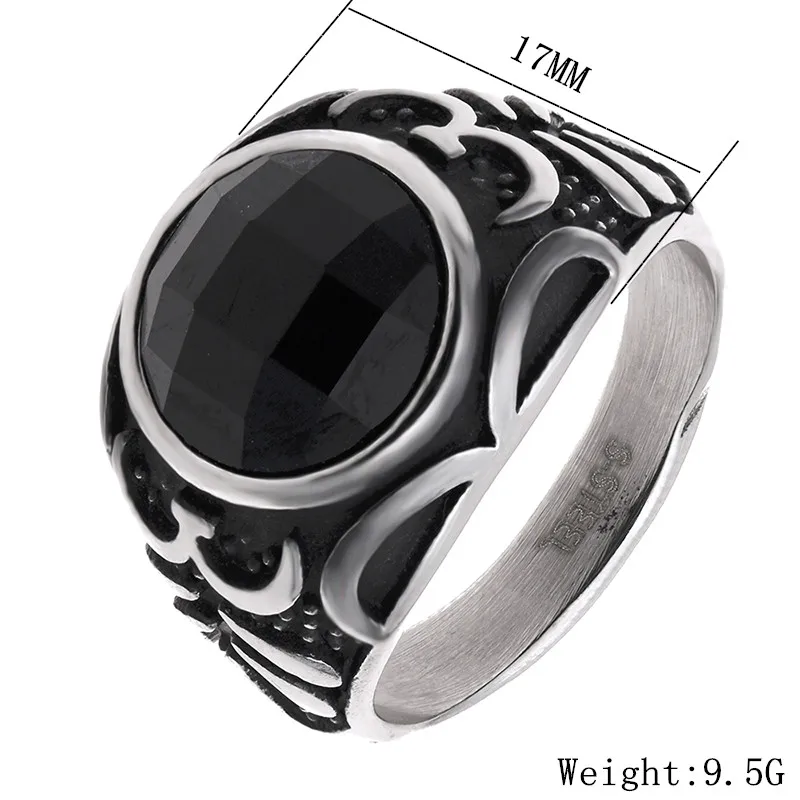 Обручальные кольца из черного камня нержавеющей стали с кубическим цирконием