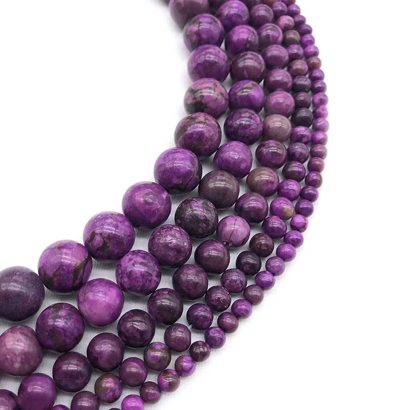 

Fashion Jewelry Natural Stone Purple Sugilite Beads Round Loose Beads Pick Size 4 6 8 10 12mm DIY Bracelet Jewelry Making