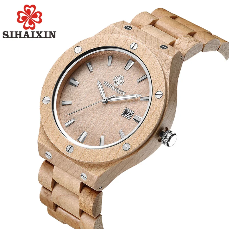 SIHAIXIN Креативные мужские часы из натурального дерева роскошные стильные