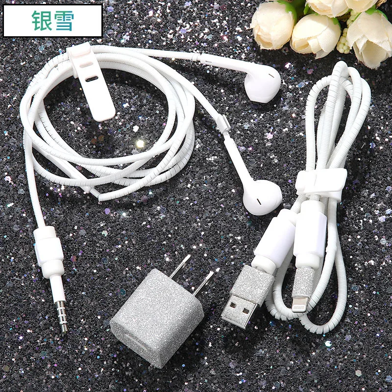 Роскошные Защита для usb-кабеля устройство для сматывания шнура от наушников Кабельный органайзер тпу спиральный usb-шнур с зарядным устройством для iphone 8 7 6 5
