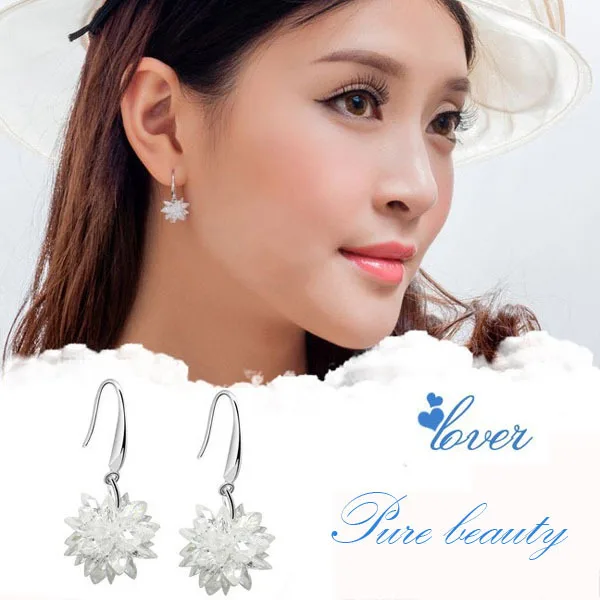 Серьги-капельки из циркония в виде цветов высококачественные серьги с