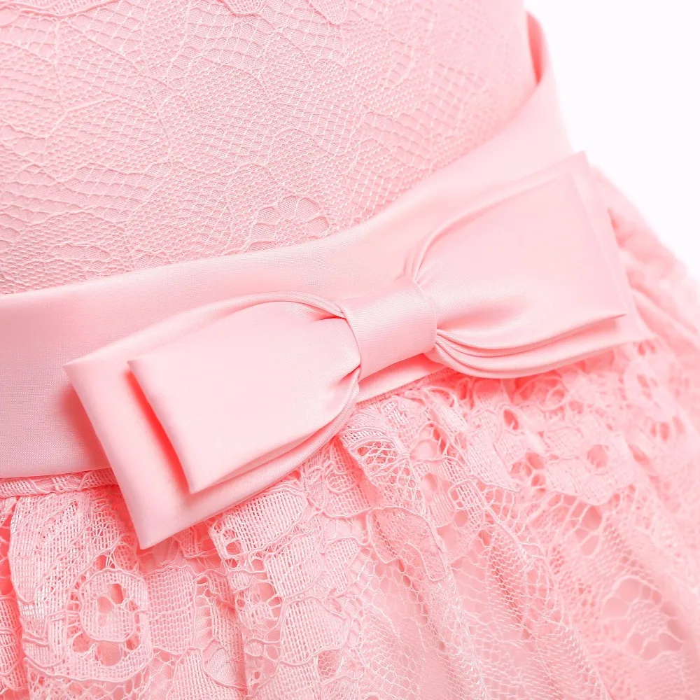 Платье детское кружевное розовое/белое с цветами на свадьбу/вечеринку | Детская