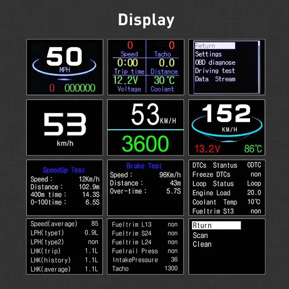 MR CARTOOL M1 OBD HUD головой вверх Дисплей Напряжение температура воды Скорость расход