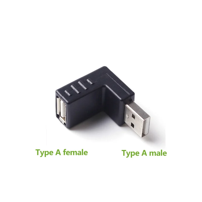 

ULT-Best 90 degree USB 2.0 A male to female Angled Adapter USB 2.0 AM/AF Connector for laptop PC Computer Black