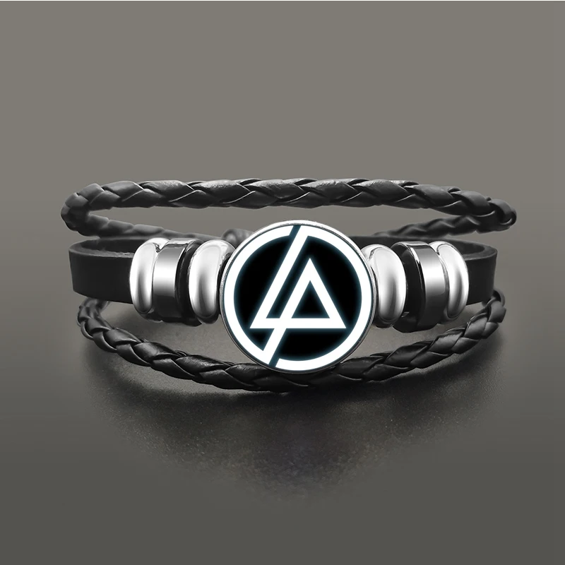 Хип-Хоп рок Linkin Park кожаный браслет со стеклянным куполом кабошон браслеты с кнопками браслет панк для мужчин и женщин ювелирные изделия