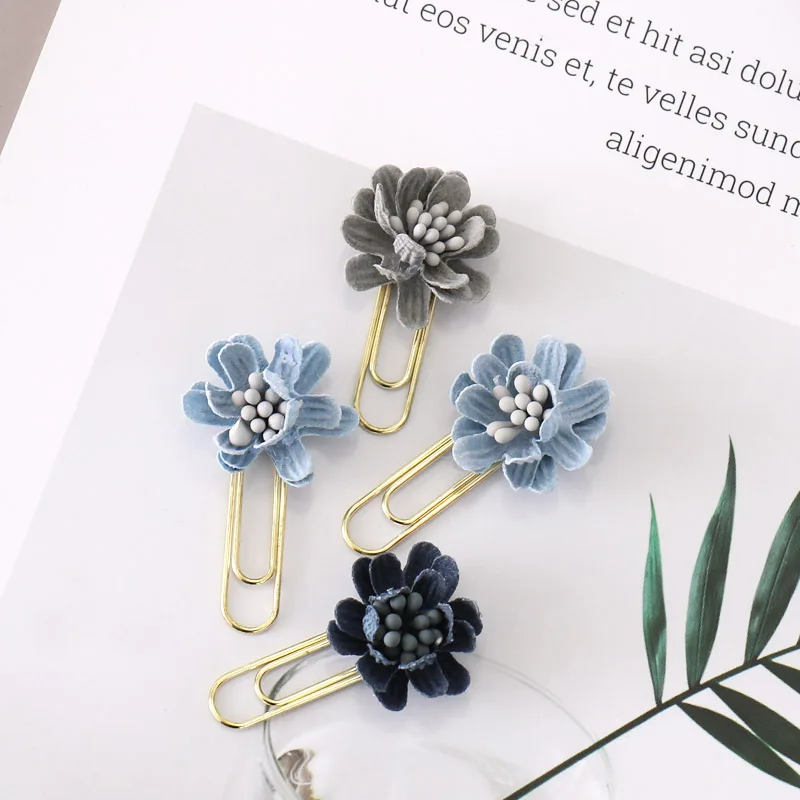 4 шт. Цветочные бумажные зажимы De Papel Примечания DIY металлическая закладка скрепки