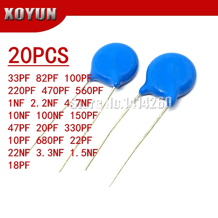 20 шт. керамический конденсатор высокого напряжения 1KV 33PF 82PF 100PF 220PF 470PF 560PF 1NF 2.2NF 4.7NF