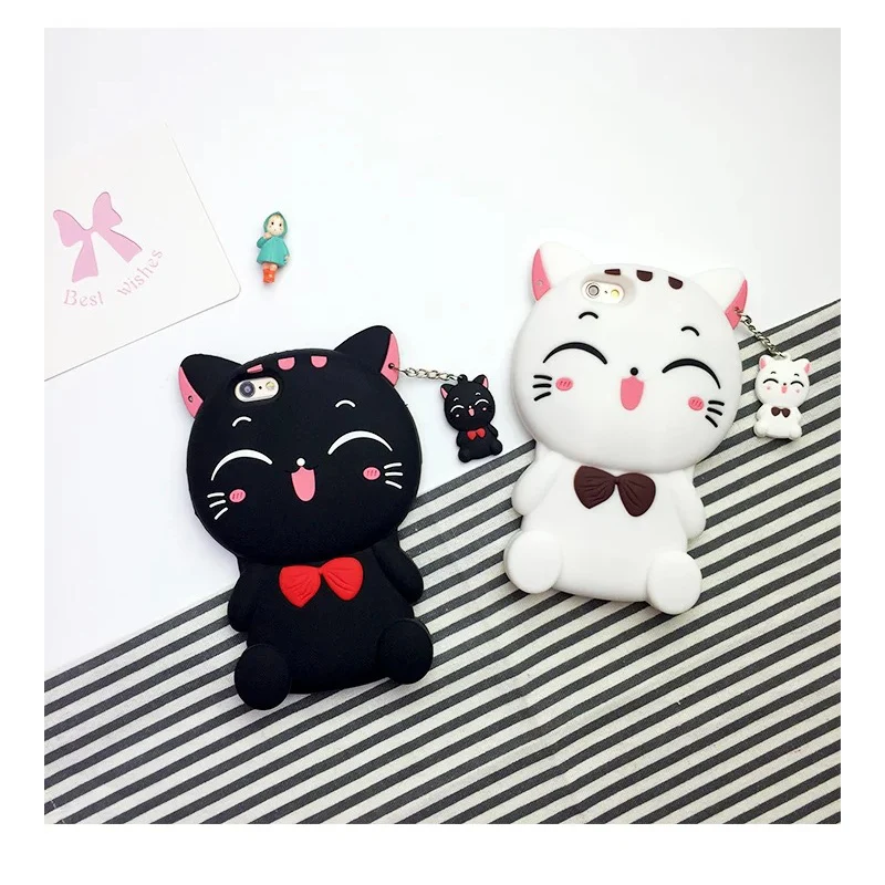 Чехол для мобильного телефона iphone 7 lucky cat мягкий чехол с милым кулоном мультяшный