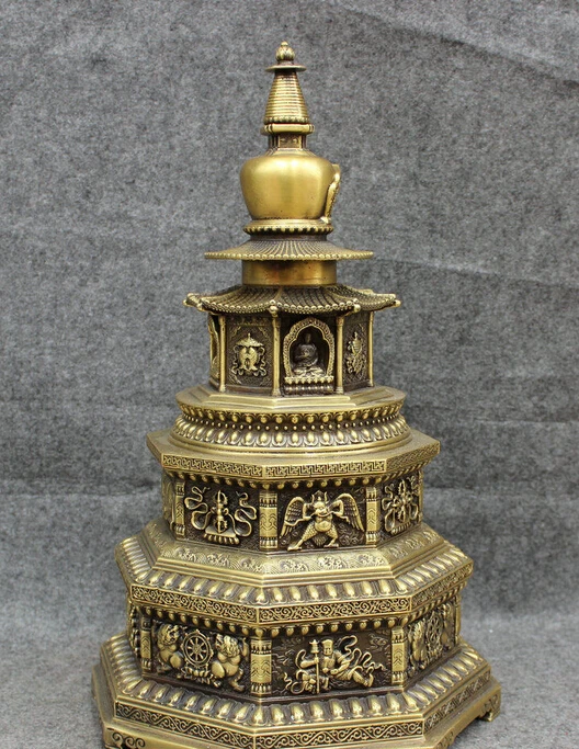 16 &quotКитайский чистый Бронзовый благоприятный Великий 4 Небесные короли статуя