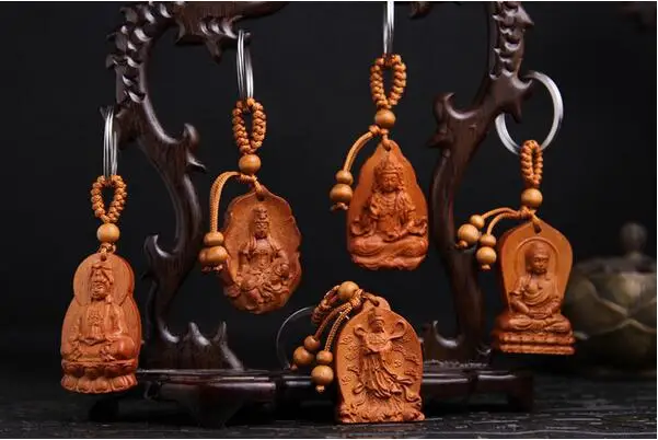 Брелок для ключей Будда Lotus guanyin брелок из натурального дерева ювелирных изделий