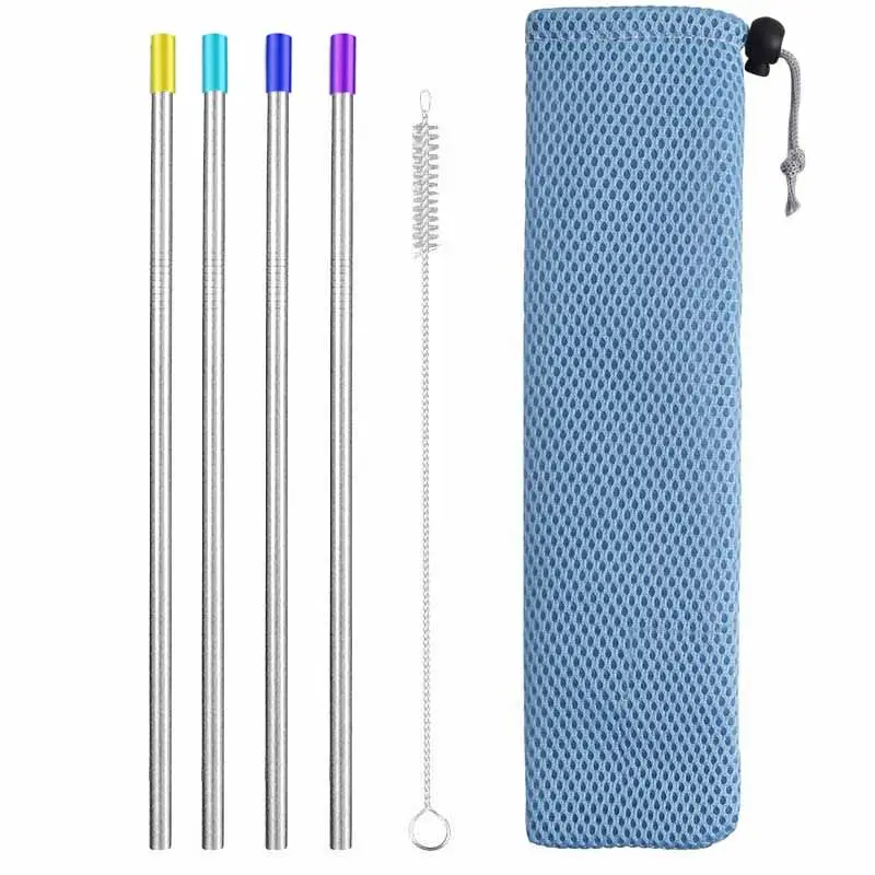 

Jueqi Reusable Drinking Straw High Quality 304 Stainless Steel Metal Straw with Cleaner Brush For Mugs