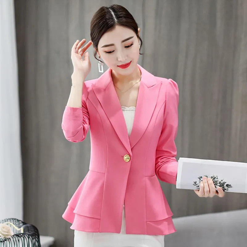 2019 осенний Элегантный женский блейзер с рюшами офисный пиджак размера плюс