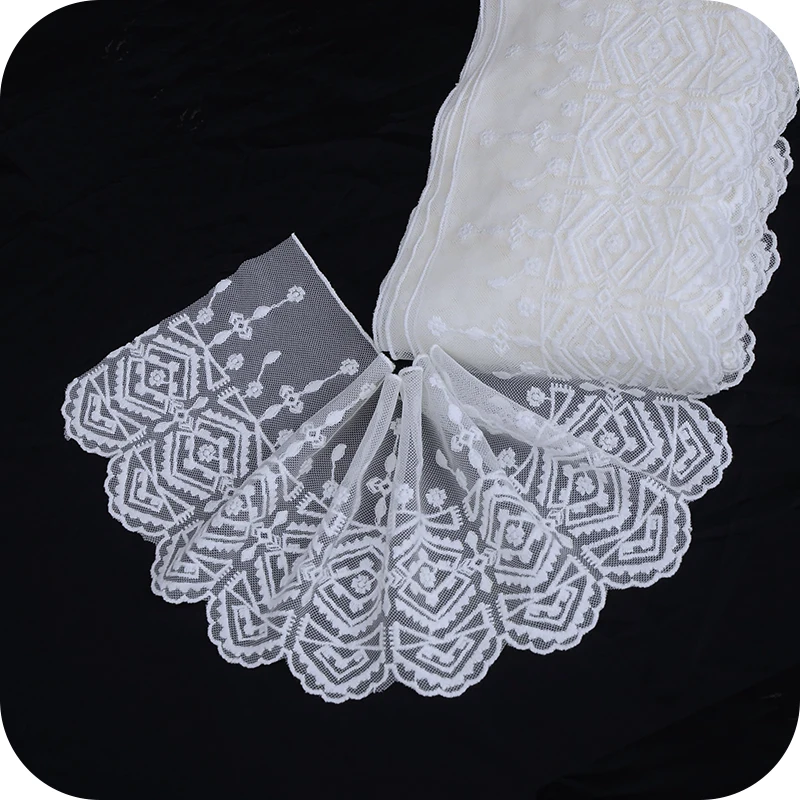 Вышивка цветок тюль кружева отделка Лента белый бежевый кружевной ткани 15 см гипюр ремесло Поставки швейное