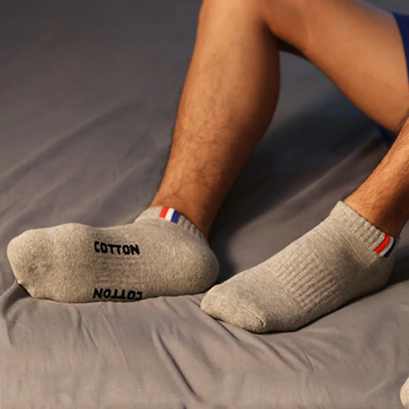 Толстые мягкие хлопковые носки до щиколотки для мужчин повседневные одноцветные