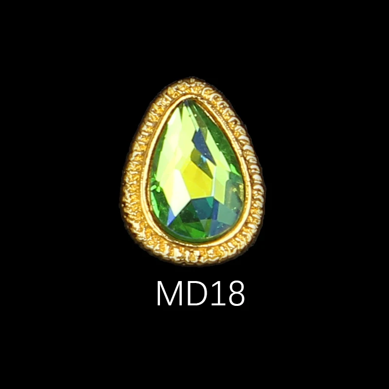 MD18 8X11 мм падение дизайн 3D сплав для дизайна ногтей Стразы Золотая основа 20/50 шт нейл-арта украшения для ногтей металла ювелирных украшений Hand-Made подвески - Цвет: MD18