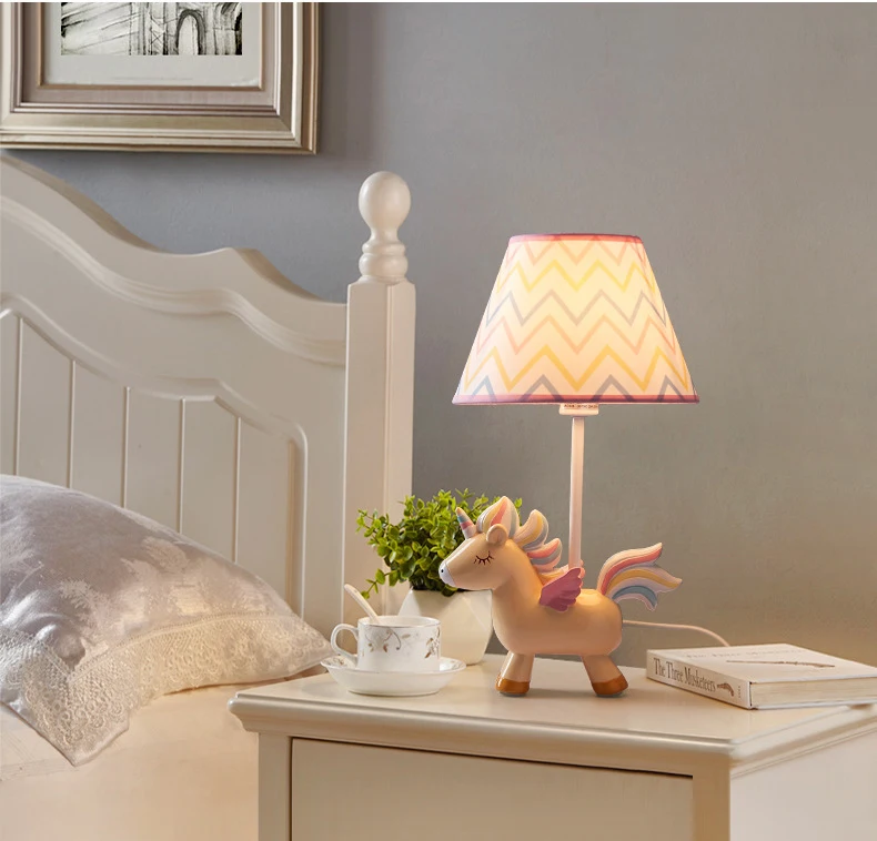 Скандинавский Розовый Единорог настольная лампа для детей спальня прикроватная