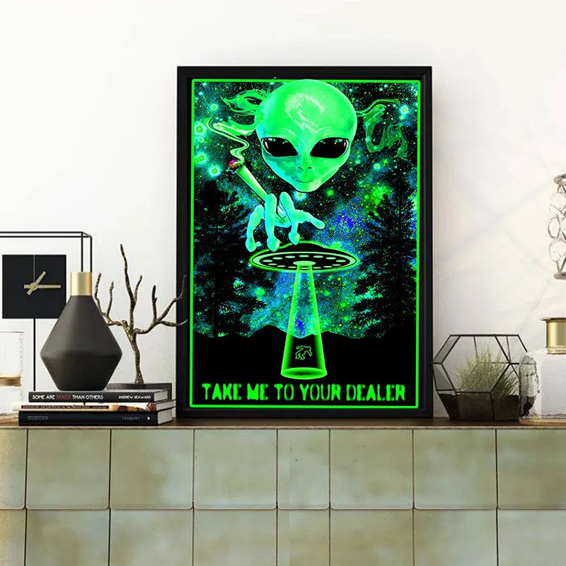 Горячий возьмите меня к своему дилеру Blacklight плакат Шелковый принт стены декоративное украшение на стену стенной декор для кафе в помещении