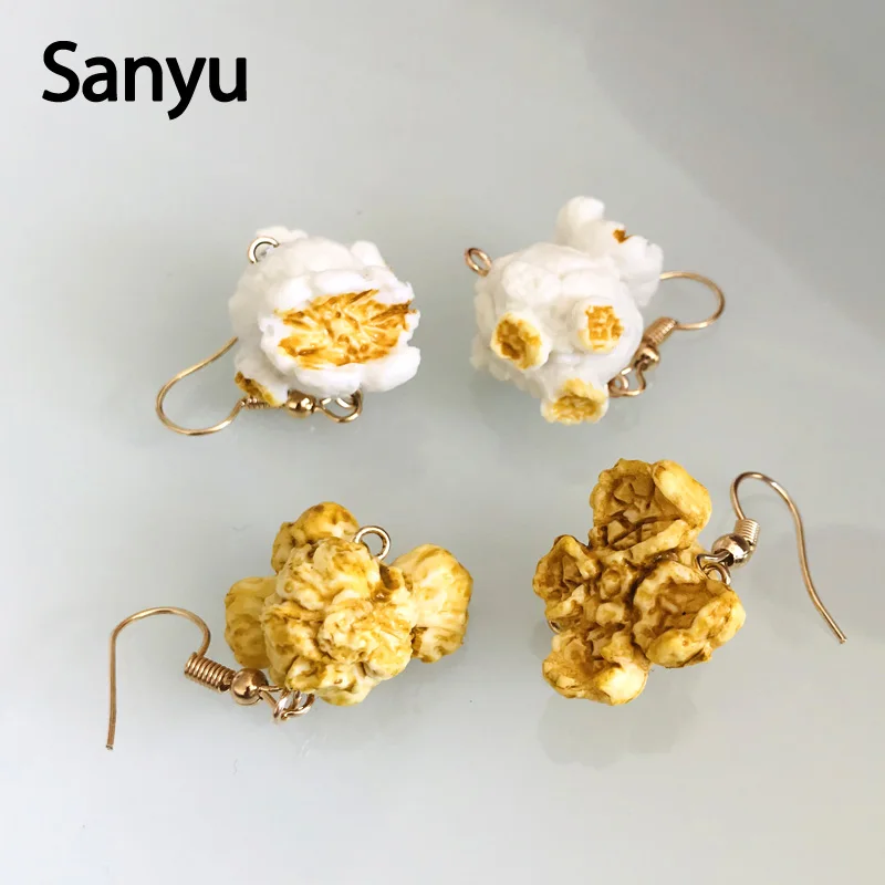 Новое поступление Забавный попкорн жареная курица еда Висячие серьги для женщин Девушка DIY ручной работы Креативные уникальные подвесные серьги ювелирные изделия