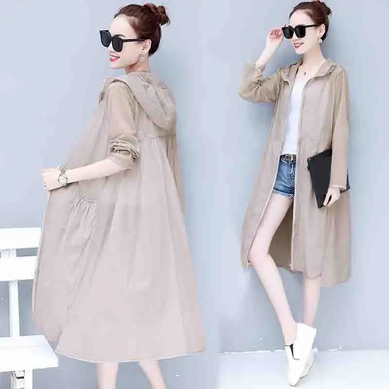 2019 летние Для женщин Повседневное с капюшоном Солнцезащитная одежда плюс