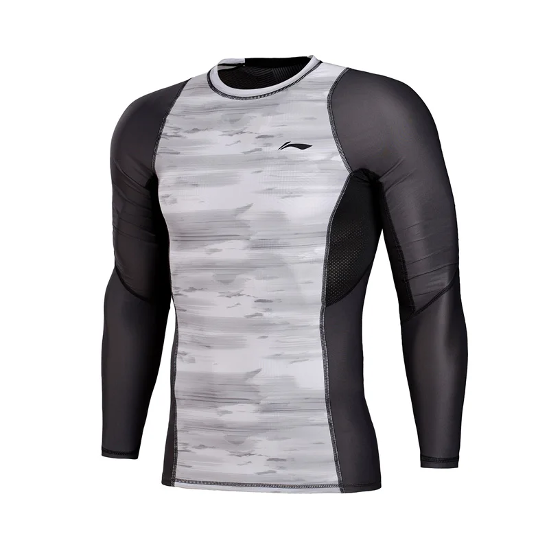 Li-Ning мужские футболки для тренировок с длинным рукавом, облегающие, с подкладкой из полиэстера и спандекса, спортивные футболки, топы AUDM089 MTL972 - Цвет: AUDM089-2H