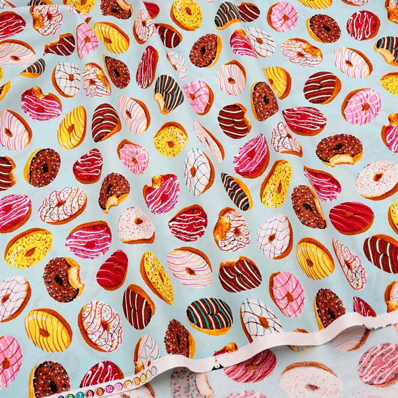 Полуметровая цветная хлопковая ткань с принтом пончиков для квилтинга DIY