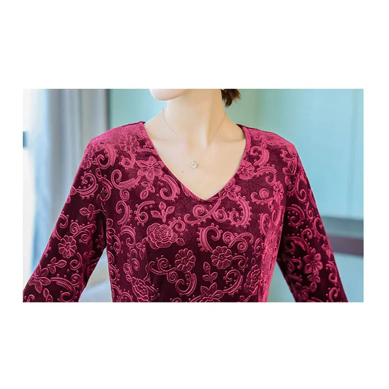 High Quality Velet Long Dresses For Women Elegant V-Neck Evening Party Dress 2019 Plus Size 4XL Sleeve Spring Female |