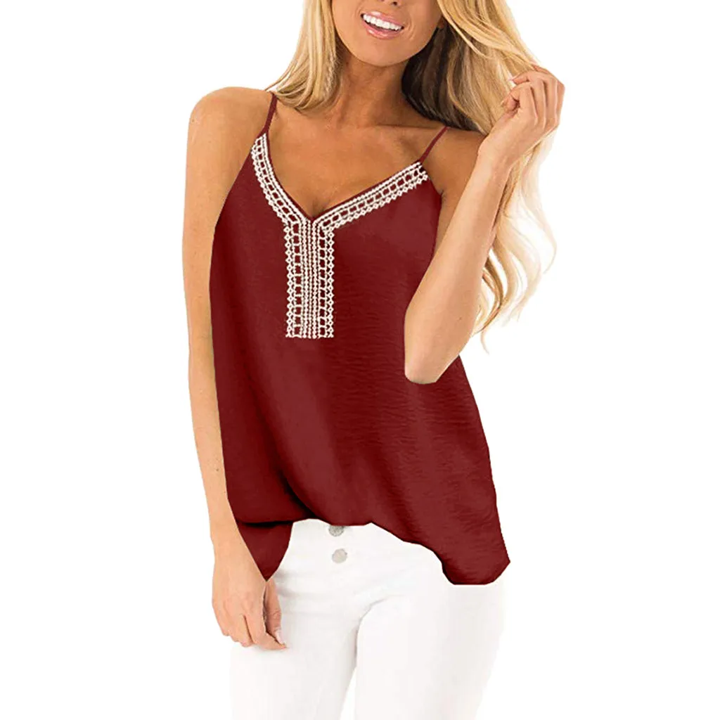 Для женщин Винтаж Майки V шеи вышитый Свободная майка без рукавов рубашки с
