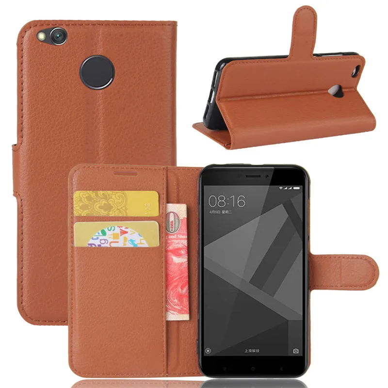 Чехол для Xiaomi Redmi 4X откидной бумажник Xiami Xiomi роскошный чехол из искусственной