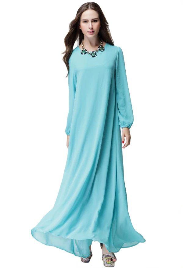 Skyblue abaya Новая Турецкая Абая для мусульманских женщин платье мусульманский джильбаб и Абая Костюмы мусульманских Vestidos Longo одежда Восточный кафтан из Дубая - Цвет: Skyblue abaya