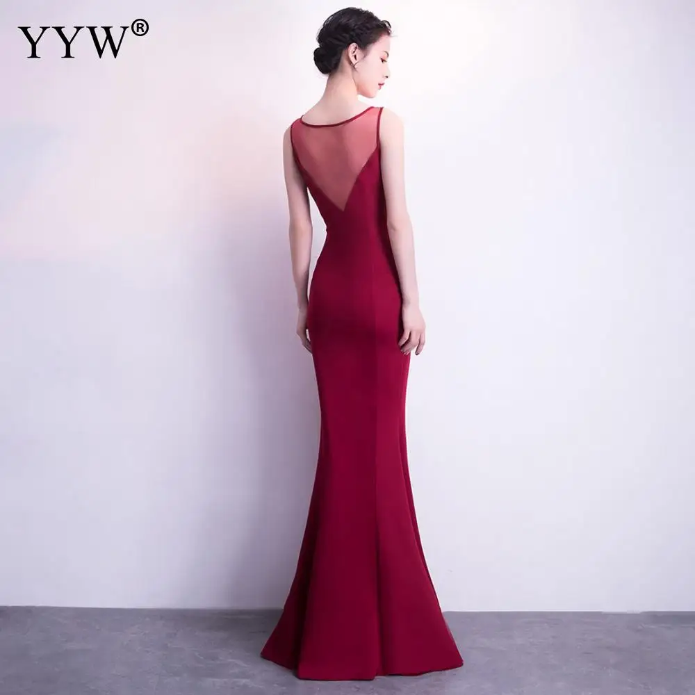 Женское длинное платье с юбкой годе красное Сетчатое вечернее цветочной