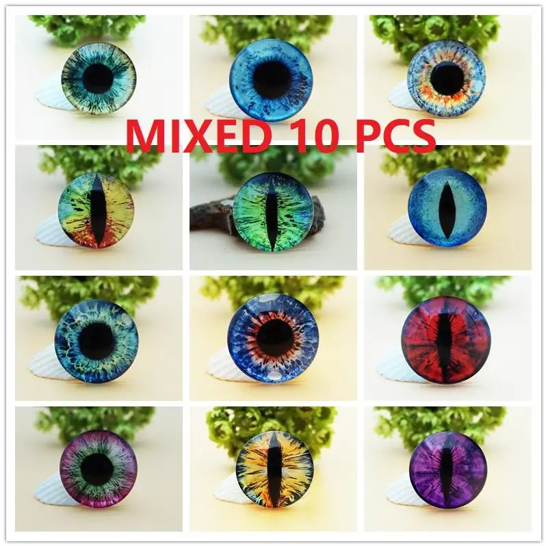 MIXED 10 PCS 8MM10MM12MM14MM16MM18MM20MM круглый дракон кошачьи глаза Кабошон для изготовления браслета ожерелье для женщин серьги булавки брошь ремесло поставка - Цвет: MIXED 10 PCS