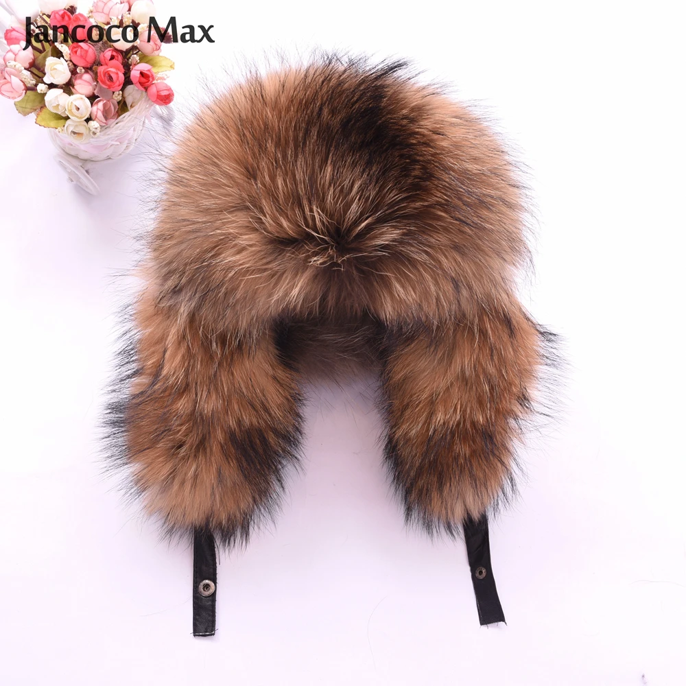 New Arrival Fashion Style Winter Warm Hat Real Fox Raccoon Fur Bomber Hats Men S1576