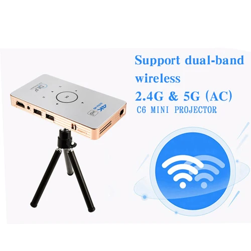 Карманный проектор 4k dlp mini C6 проектор 50 люмен Android 6,0 четырехъядерный двухдиапазонный wifi Bluetooth pico проектор