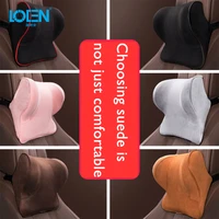 loen memory foam car lumbar support neck pillow breathable suede seat cushion car headrest lumbar support for car home travel
