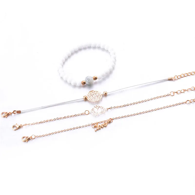 Modyle в богемном стиле цветок лотоса Шарм Браслеты Ювелирные наборы для женщин