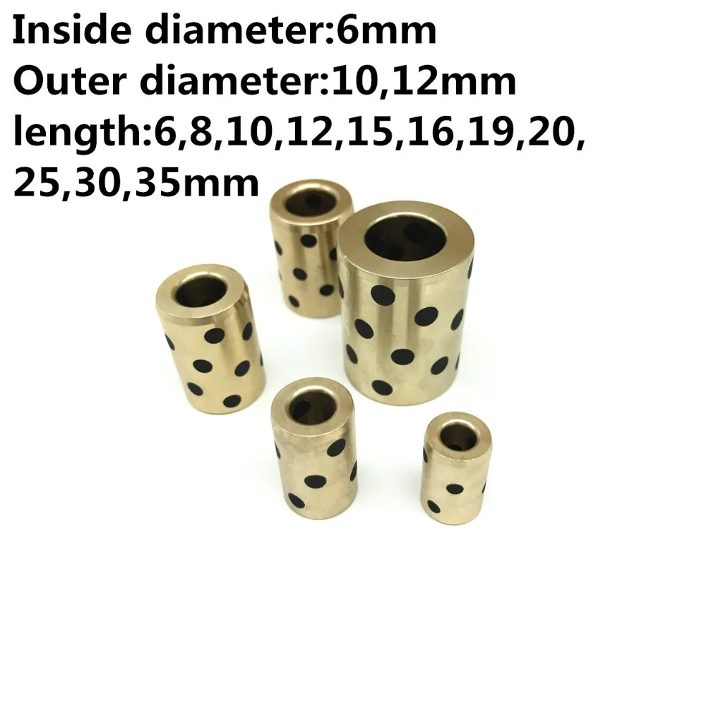 Линейный графитовый медный подшипник с внутренним диаметром 6 мм 2 шт. медная