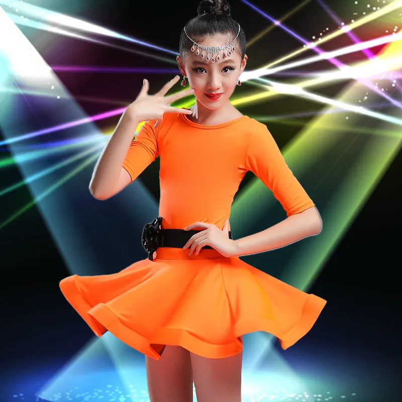 Детское платье для латиноамериканских танцев с коротким рукавом девочек