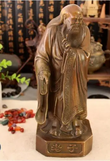 Китайская медная статуя Лао-цзы декорированная шалфея имитирующая древнюю