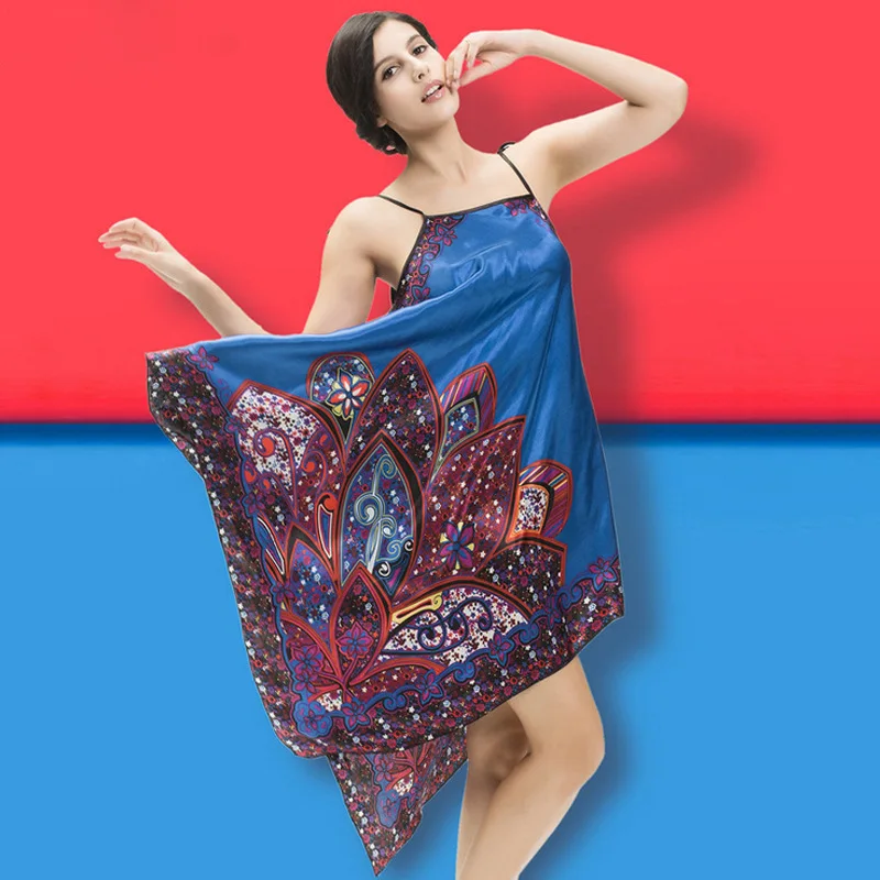 Женская сексуальная летняя одежда для сна шелковое атласное Ночное платье в