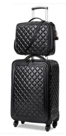 24 inch a set Новинка моды, 16/20/24 Размеры ПУ прокатки Чемодан Spinner бренд дорожного чемодана Для женщин посадки Чемодан для переноски на колесах багажник - Цвет: 24 inch a set