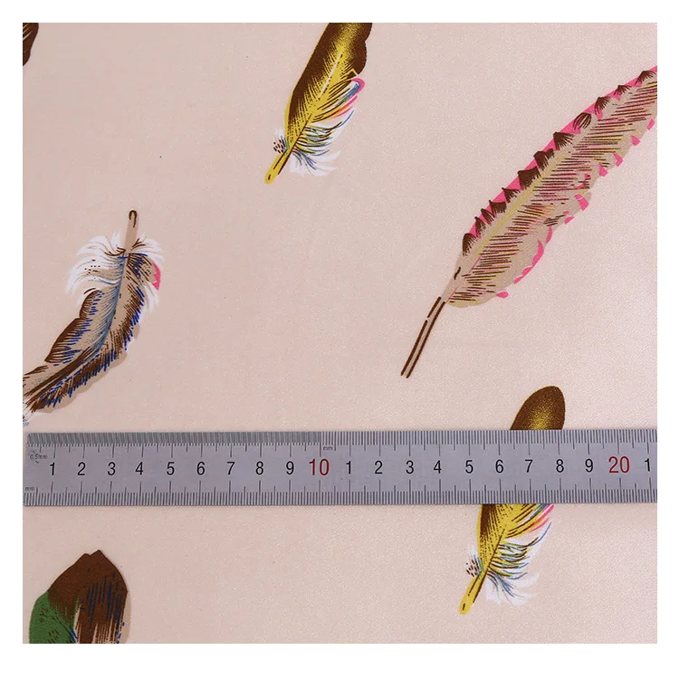 150 см Ткань с принтом измеритель стрейч перо принт итальянская ткань материал