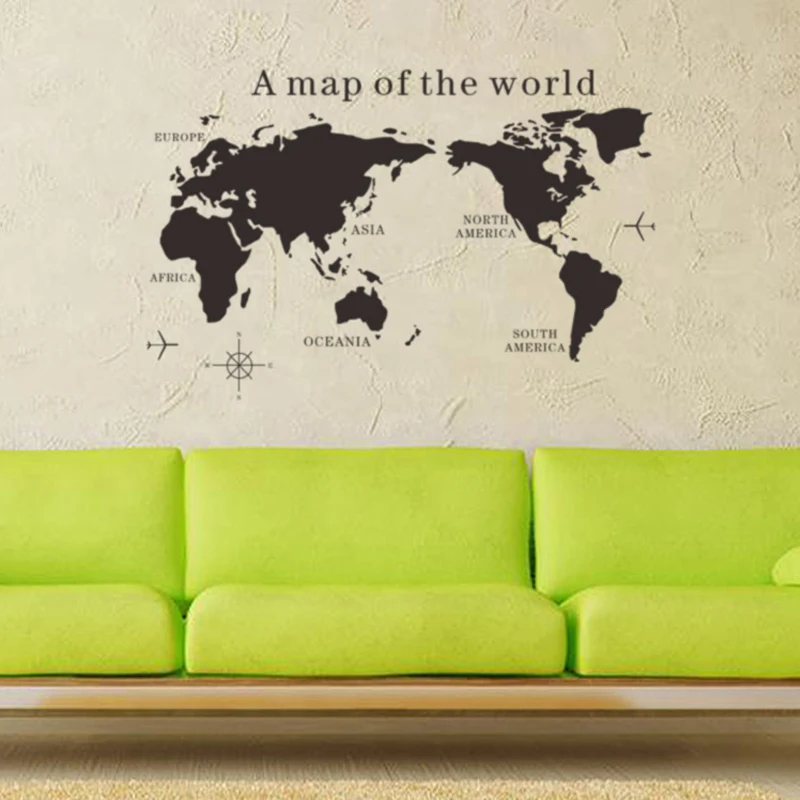 Карта мира Наклейка на стену для спальни декоративные съемные клейкие наклейки