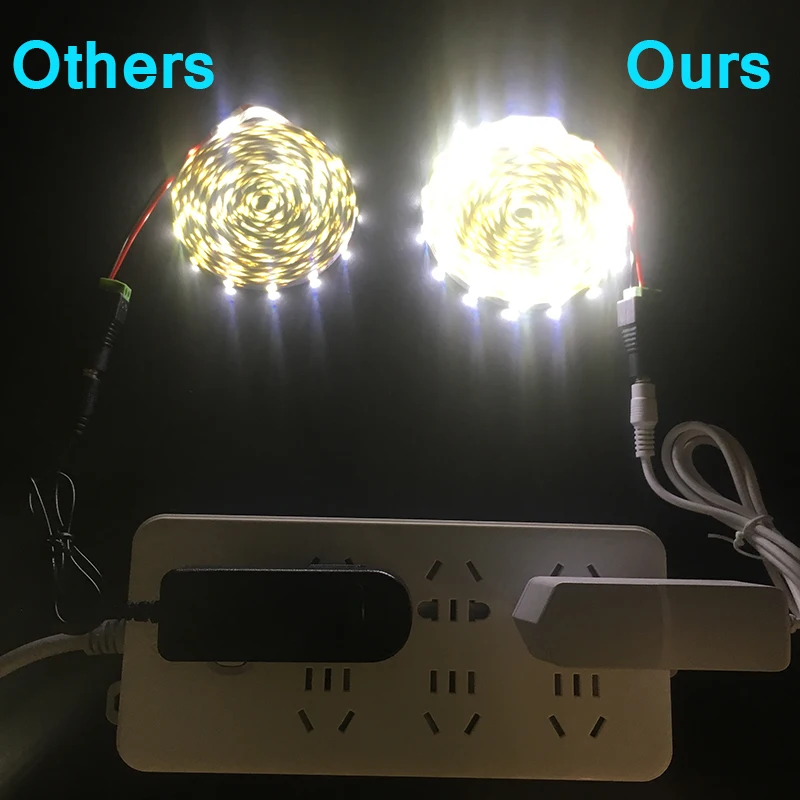 DC 12V 5M RGB Светодиодная лента SMD3528 2835 Диодная гибкая contoller + штепсельная