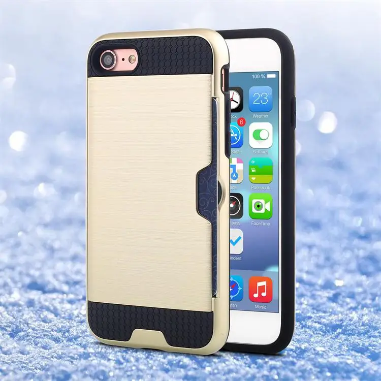 VRSDES для iPhone 7 X XS MAX XR противоударный Гибридный ТПУ+ PC защитный чехол для iPhone 6 6S 8 Plus 5 5S SE чехол для телефона с отделением для кредитных карт - Цвет: Gold