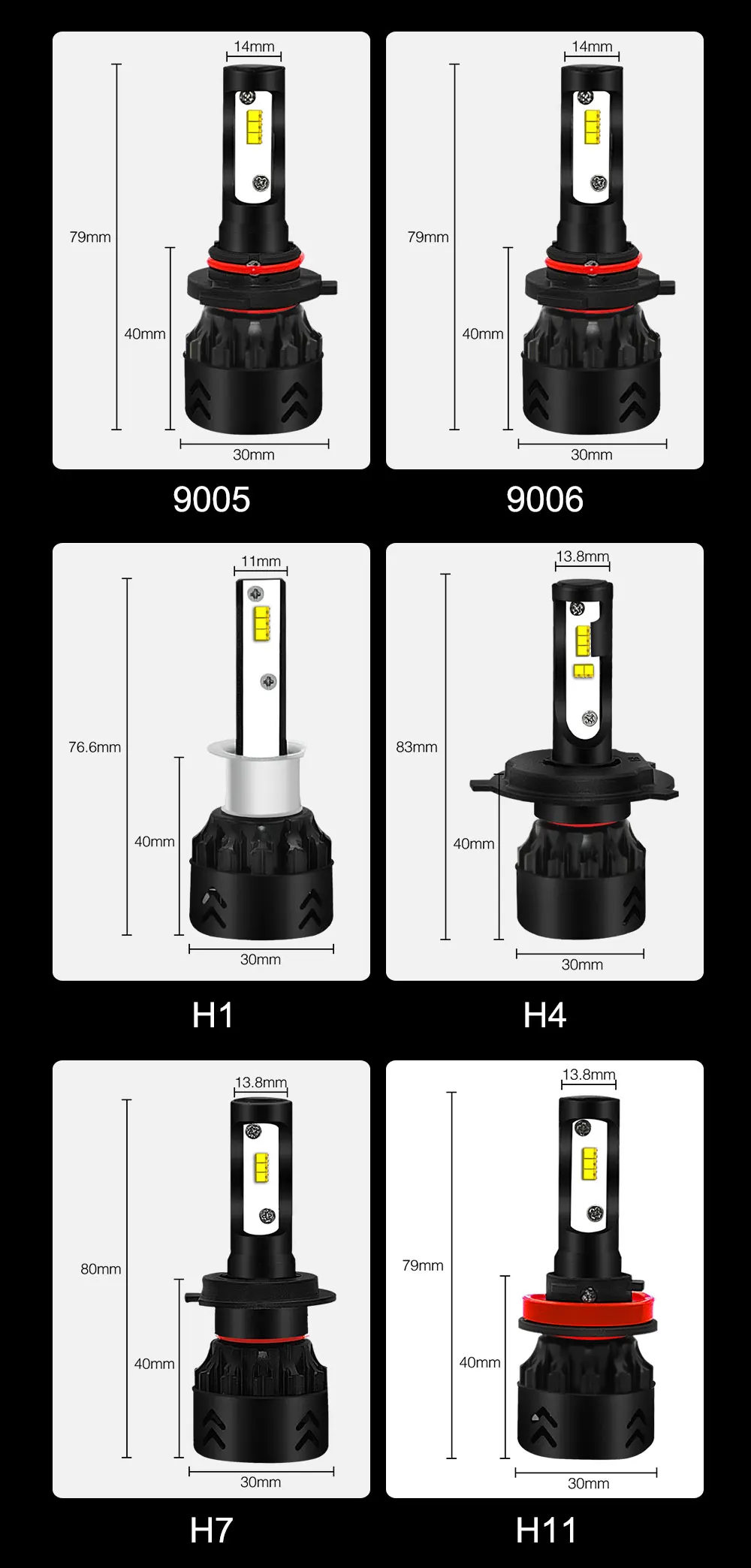 Roadsun светодиодный фары лампы светодиодный H4 H7 H11 H1 9005 9006 HB3 HB4 Lumi светодиодный s зэс чипы 12V 6000K Автомобильные светодиодные лампы
