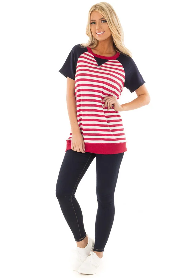 Женская футболка с коротким рукавом в полоску | одежда