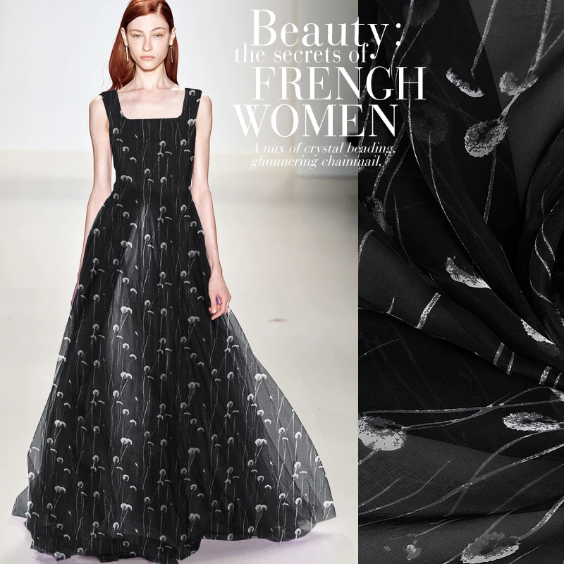 Дизайнерская ткань белая с цветочным принтом для рубашек украшение шарф широкая