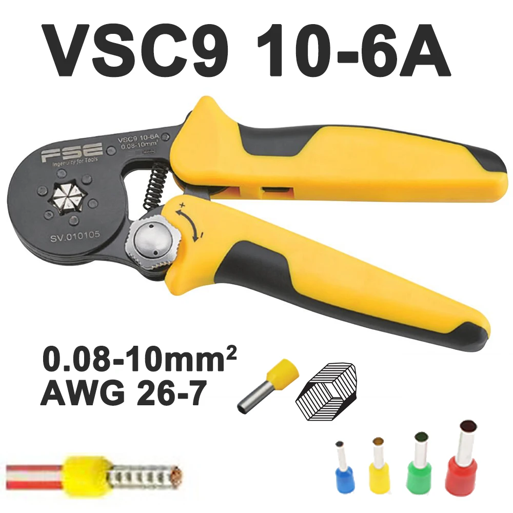 Crimping pliers VSC8 10-6A 6-4C VSC9 16-4A 0.08-16mm2 26-5AWG for tube type needle type terminal manual adjustable tools - Цвет: VSC9 10-6A