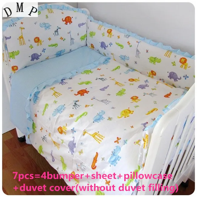 

6/7pcs 100% cotton baby cot bedding set unpick wash kit berço paracolpi lettino crib set ,120*60/120*70cm